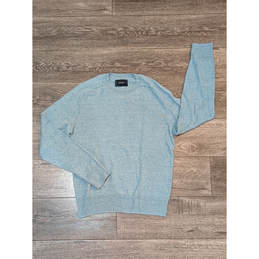 Lucky Brand Mens Small Light Blue Heathered Crew Neck Long Sleeve Sweater